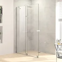 Hüppe Xtensa pure Walk-In Gleittür 1teilig, mit festem Segment, Breite:90cm, Anschlag links, Stabilisationsbügel, XT0120, Duschkabine: Profilfarbe silber hochglanz Glas ESG klar mit ANTI-PLAQUE