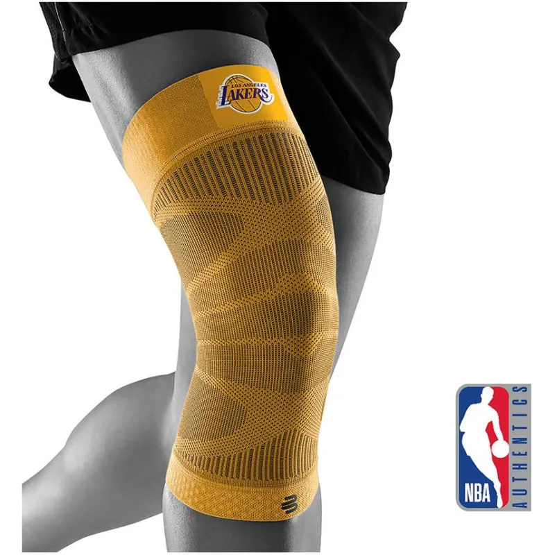 BAUERFEIND SPORTS NBA Kompressions-Kniebandage Gelb, Los Angeles Lakers S