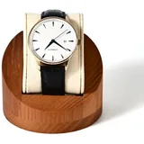 Oirlv Massivholz Runde Uhrenbox Uhrenhalter mit Kissen Uhren aufbewahrungsbox(Cremeweiß)