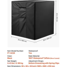 Vevor Klimaanlagenabdeckung 66 x 66 x 81,2 cm Schwarz