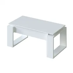 Dmora Couchtisch Flint, Couchtisch mit abnehmbarer Platte, Couchtisch für das Wohnzimmer, 105x55h45/56 cm, Weiß
