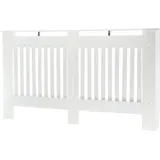 toboli Heizkörperverkleidung weiß 172 x 19 x 82 cm, Heizkörperabdeckung aus MDF, Holzverkleidung für Heizkörper in Lamellenoptik