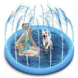 Hundepool für Große & Kleine Hunde,Planschbecken für Haustiere, 150cm,faltbar,Sprinkler-und Spritzwasser-Spielmatte,Sommerspielzeug,Sprühkissen,Garten,Outdoor,tragbare Sprinkler,Spielmatte für draußen