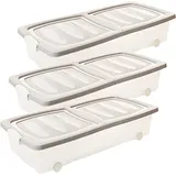 Centi 3er Set Unterbettkommode Flach, 32 Liter- Unterbettbox Spielzeugkiste Rollbox - Transparent