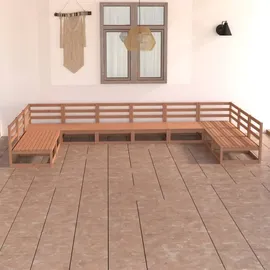 vidaXL 10-tlg. Garten-Lounge-Set Massivholz Kiefer - Braun