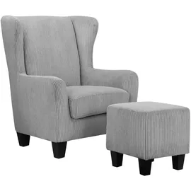 Home Affaire Ohrensessel HOME AFFAIRE "Chilly, Sessel mit Hocker", grau, B:84cm H:101cm T:84cm, 100% Polyester, Sessel, Ohrensessel, in Cord und Microfaser-Bezug, Unser Dauertiefpreis, Topseller