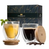 Königsglas Gläser-Set Swing doppelwandige Gläser 2/4er Glas Set 250/350 ml Cocktailgläser, Premium Latte Macchiato Gläser aus Borosilikatglas, Trinkglas Kaffee Cappuccino Tasse Teeglas weiß 25 cl | 250 ml | Ø 8.5 cm x 9 cm