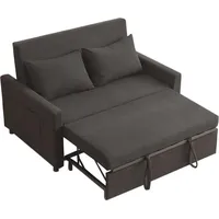 2-Sitzer Schlafsofa, 3-in-1 umwandelbares Sofa mit ausziehbarem Bett, Set aus Cordstoff mit verstellbarer Rückenlehne & Seitentaschen, für Wohnzimmer, Gästezimmer, Apartment, Grau