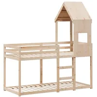 VidaXL Etagenbett mit Dach 75x190 cm Massivholz Kiefer -