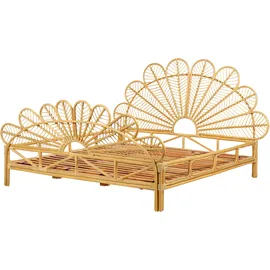 Beliani Bett Rattan Hellbraun Naturmaterialien, 180x200 cm