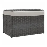 VidaXL Wäschekorb mit Deckel Grau 55,5x35x34 cm Poly Rattan