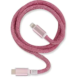 OHLALA! Glamour 1m USB Data Cable Rose für Typ-C/ Apple Lightning mit Sync- und Ladefunktion