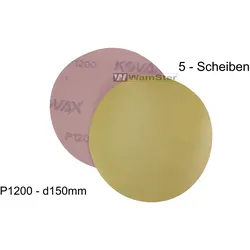 5 x Kovax Yellow Film Ø 152mm P1200 Folien Scheibe Trocken Schliff ungelocht