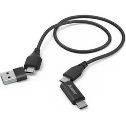 Hama 4in1 Multi-Ladekabel USB-C und USB-A - USB-C und Micro-USB 1.5m schwarz