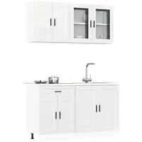 VidaXL 4-tlg. Küchenschrank-Set Kalmar Hochglanz-Weiß Holzwerkstoff