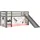 Vipack Hochbett Pino 90 x 200 cm inkl. Rollrost, Vorhang und Rutsche Kiefer massiv grau lackiert princess sophie