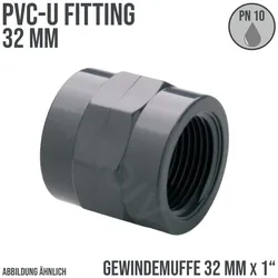 32 mm PVC Klebe Fitting Gewinde Muffe 32 mm x 1  Verbinder - PN 10 bar"