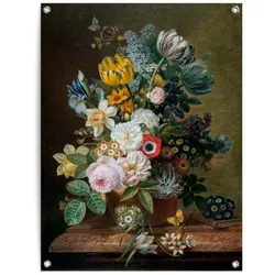 Poster REINDERS "Stillleben mit Blumen", grün (farbe bild(er): grün), B:60cm H:80cm T:0,1cm, Leinwand, Bilder