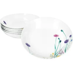 6er Set Marie Suppenteller 400ml Porzellan 6 Personen tiefe Teller Pasta Blumen