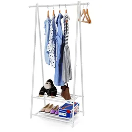 Songmics Kleiderständer 2 Ablagen Metallgestell platzsparend - Weiß