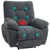 Homcom Relaxsessel Fernsehsessel mit Liegefunktion Massagesessel mit Vibration, Heizung, 8 Modi, TV Sessel mit Wandnahen Design, Dunkelgrau