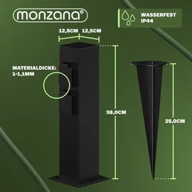 monzana Gartensteckdose 4-fach Schwarz 1 St.