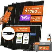 solarway All In One Balkonkraftwerk 1760 W / 800 W inkl. 1,6 kWh Anker Solix 2 Pro Speicher