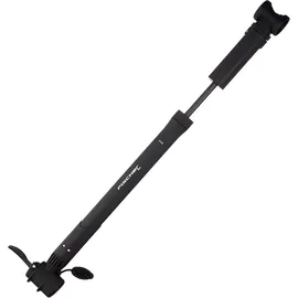 Fischer Fahrrad Luftpumpe für Rahmenbefestigung, mit Duokopf für alle Ventile (AV, DV, SV), Schwarz, Klemmweite einstellbar