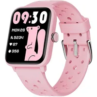 BIGGERFIVE Smartwatch Kinder Uhr ohne App und Handy, Fitness Tracker Uhr Digitale Fitnessuhr mit Schrittzähler, 5ATM Wasserdicht, Schlaf-Monitor, Vibrationsalarm, Spiele für Mädchen 5-14, Poröses Rosa