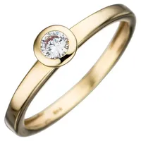 Schmuck Krone Goldring Solitär Ring aus 333 Gelbgold & Zirkonia weiß, Gold 333 goldfarben Innenumfang 60mm ~ Ø19.1mm