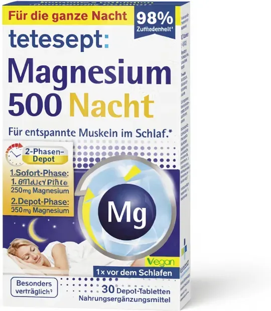 Tetesept Magnesium 500 Nacht 30 Tabletten