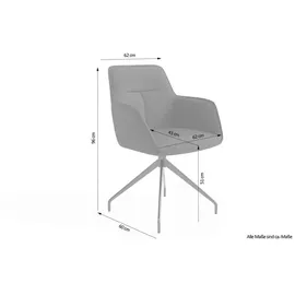 byLIVING Esszimmerstuhl Memphis - grau Schwarz, Metall, schwarz/Esszimmerstuhl/B 62 H 96 T 60 cm Stoffauswahl, Sitzfläche 360° drehbar, inklusive Armlehnen, abwischbar, gepolsterte Armlehnen, Esszimmer, Stühle, 2er-Set, gepolstert mit hochwertigem