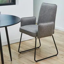 Svita ALBA 2er Set Esszimmerstühle Armlehnstuhl Polsterstuhl Stoffbezug Grau