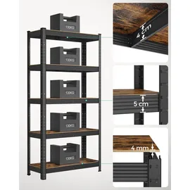 Songmics Lagerregal Stahl 75 x 30 x 150 cm schwarz 5 Fachböden