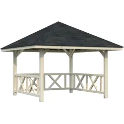 Holzpavillon PALMAKO "Bianca 8,3 m2 Set 1", beige (natur), B/H/T: 384cm x 319cm x 384cm, Pavillons, BxTxH: 300x300x319 cm