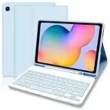 Hofsos Hülle mit Tastatur für Samsung Galaxy Tab S6 Lite(Deutsches QWERTZ), Tab S6 Lite Hülle mit Pencil Halter & Abnehmbarer Tastatur für Samsung Galaxy Tab S6 Lite 10.4”,Blau