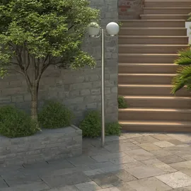 vidaXL Garten-Kandelaber 2-flammig Edelstahl 220 cm inkl. Gartenleuchte weiß