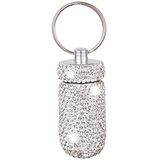 Bling Bling Pillenbox Schlüsselanhänger,MoreChioce Glitzer Strass Aluminiumlegierung Pille Fall Mini Pillendose Tragbare Pillenbehälter Schlüsselring Wasserdichte Pillenhalter Schlüsselbund,Weiß