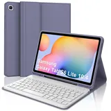 FOGARI Tastatur Hülle für Samsung Galaxy Tab S6 Lite 10,4 Zoll (2024/2022/2020), Deutsches QWERTZ Magnetisch Abnehmbarer Bluetooth Tastatur für Samsung Galaxy Tab S6 Lite 10.4", Begasungslila