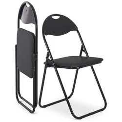 Klappstuhl 2er-Set, klappbarer Gästestuhl, gepolstert, leicht und bequem, Belastbarkeit 100 kg, Schwarz/Schwarz, Raburg Paul
