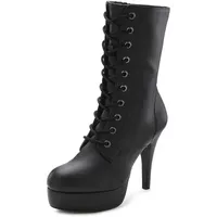 LASCANA BELLE AFFAIRE Schnürstiefelette Damen schwarz uni Gr.38
