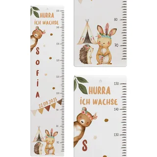 KIDSMOOD - Messlatte Kinder Holz personalisiert Mit Namen für Baby- & Kleinkinderzimmer - Messlatte als Kinderzimmer Wand-Dekoration & Weihnachtsgeschenke Kinder & Babys zum Geburt - Skala 70-140cm