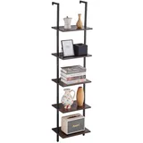 VEVOR Schweberegal Leiterregal mit Metallrahmen Bücherregal 5 Ebenen 40x30cm Schwarz