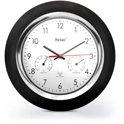 Mebus 19453, Wand, Digitale Uhr, Rund, Schwarz, Weiß, Kunststoff, Kunststoff
