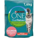 PURINA ONE DUAL Nature für ausgewachsene Katzen Lachs mit Spirulina Katzentrockenfutter Beutel, 750 g