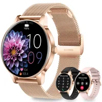 Smartwatch Damen mit Telefonfunktion, 1.27" HD Fitnessuhr Damen mit Herzfrequenz SpO2 Schlafmonitor Schrittzähler, IP68 Wasserdicht Fitness Tracker, 120+ Sportmodi Sportuhr für iOS Android (Roségold)