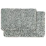 WohnDirect Premium Premium Badematten Set 2tlg. • Badvorleger Duschmatte • rutschfest & Waschbar • Badteppich, Badezimmerteppich Set Grau • 2er Set (50x80cm + 60x100cm)