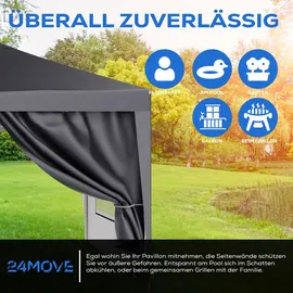 24move Seitenteile für Pavillon 2 Stück 2 x 3 m Grau