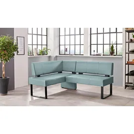 OTTO home Eckbank OTTO HOME "Oliver mit Metallgestell, Küchenbank", blau (hellblau (fantasy 8214), schwarz), B:220cm H:89cm T:160cm, Holzwerkstoff, Massivholz, Polyester, Sitzbänke, Eckbank, verschiedene Bezüge Cord Esszimmerbank OTTOs Choice