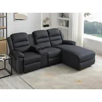 vente-unique Ecksofa Relaxsofa - Ecke Rechts - Stoff - Anthrazit - MACEDONIA